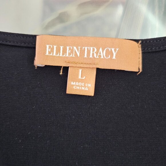 Ellen Tracy Black Sleeveless Women's Top W/Beaded Front Sz L Career Office - Picture 7 of 9